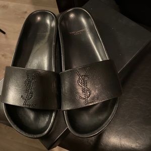 YSL BLACK SLIDES